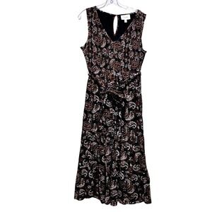 Cleobella Paisley Print Smocked Midi Dress Tie Waist Women's‎ Size M Sleeveless